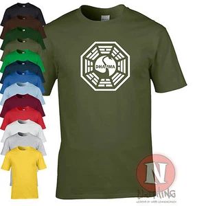 T-Shirt Dharma Initiative Logo Du Cygne Série Télévisée Lost Rétro Cool - Photo 1/14