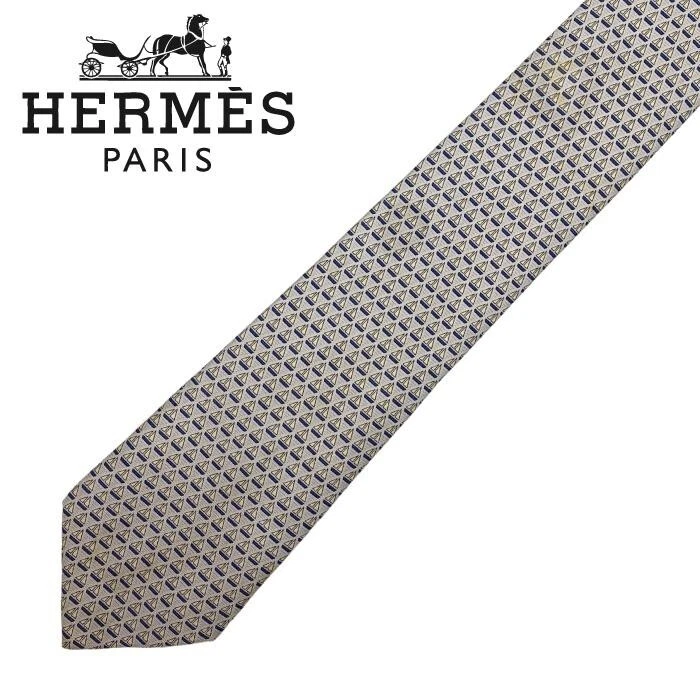 Corbata HERMES Gris Seda Logo Vendedor de Japón N1212 17 Hecha en Francia Foto 1 de 4