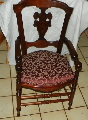 Solid Walnut Carved Eastlake Armchair / Parlor Chair  (BH-AC52) Cover