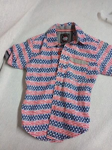 Retro stitch stars and stripes size 4 button down shirt - Picture 1 of 2