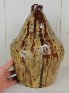 Jarra de pera antigua de cerámica del sur de cerámica sureña de arte popular primitivo de tabaco escupir - Imagen 1 de 12