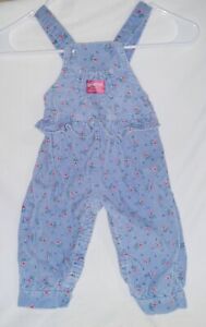Vintage Oshkosh Blue Floral  Corduroy Bubble Overalls 18 Mo Made in USA