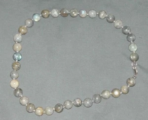 AIL Gray Labradorite and Sterling Beaded Necklace/Choker/Bracelet 20" Long - Picture 1 of 3