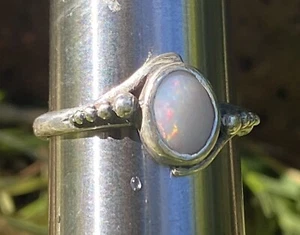 Natural Australian Opal handmade in vintage sterling silver ring. Size N 1/2 - Picture 1 of 4