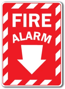 Fire Alarm Emergency Sign with Arrow - 10" x 14" OSHA Safety Sign - Picture 1 of 1