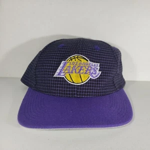 LA Lakers Hat Motion Logo 7 Check Pattern Purple Adjustable Snapback Cap NBA - Picture 1 of 8