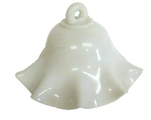 Large Antique Smoke Bell Pleated Crimped Milk Glass for Hanging Lamp Petticoat - Picture 1 of 10