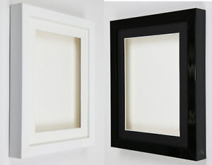 Shadow Box frames 3D Deep Gloss Black or Gloss White with picture mounts medals