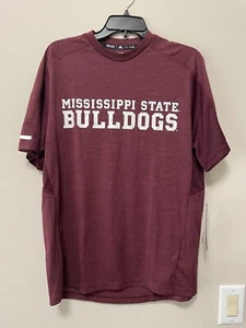 Adidas Mississippi State Bulldogs Maroon/White Short Sleeve T-shirt Medium - Picture 1 of 3