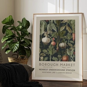Borough Market Poster London Druck Wandkunst Botanisch Essen Wohnkultur 2443 - Bild 1 von 3
