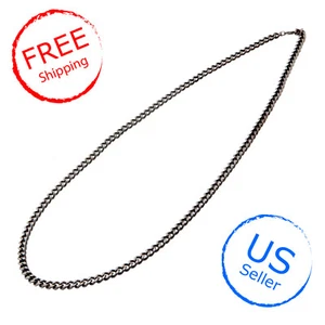 19.5" Authentic Phiten Japan Pure 100% Titanium Carbonized Black Chain Necklace - Picture 1 of 8