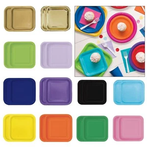 Platos cuadrados desechables de papel para fiestas de 7" y 9" lisos para vajilla catering eventos - Imagen 1 de 43