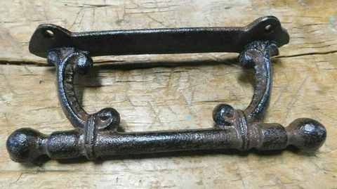 4 HUGE Cast Iron Antique Style CABLE Barn Handle, Gate Pull, Shed Door Handles Cover