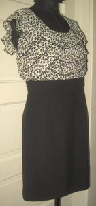 BY & BY Animal Print Ruffle Cap Sleeve Black Dress Junior's 9 - Picture 1 of 5