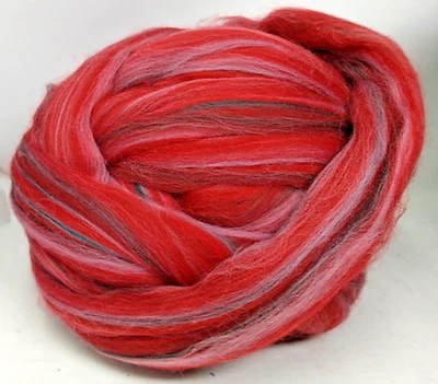 Sheep Super wash Fine Wool Roving Spinning Hand Dyed USA 1 lb Crimson Grey Pink - Image 1 of 3