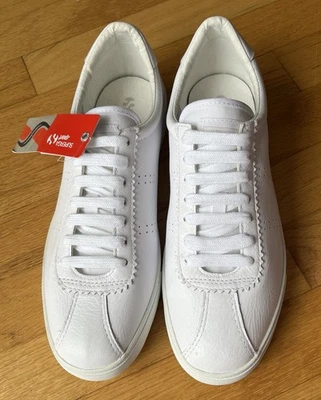 NWT Superga Sport 2843 Club S Full Comfort Total White Leather Sneakers 9.5 - Image 1 of 4