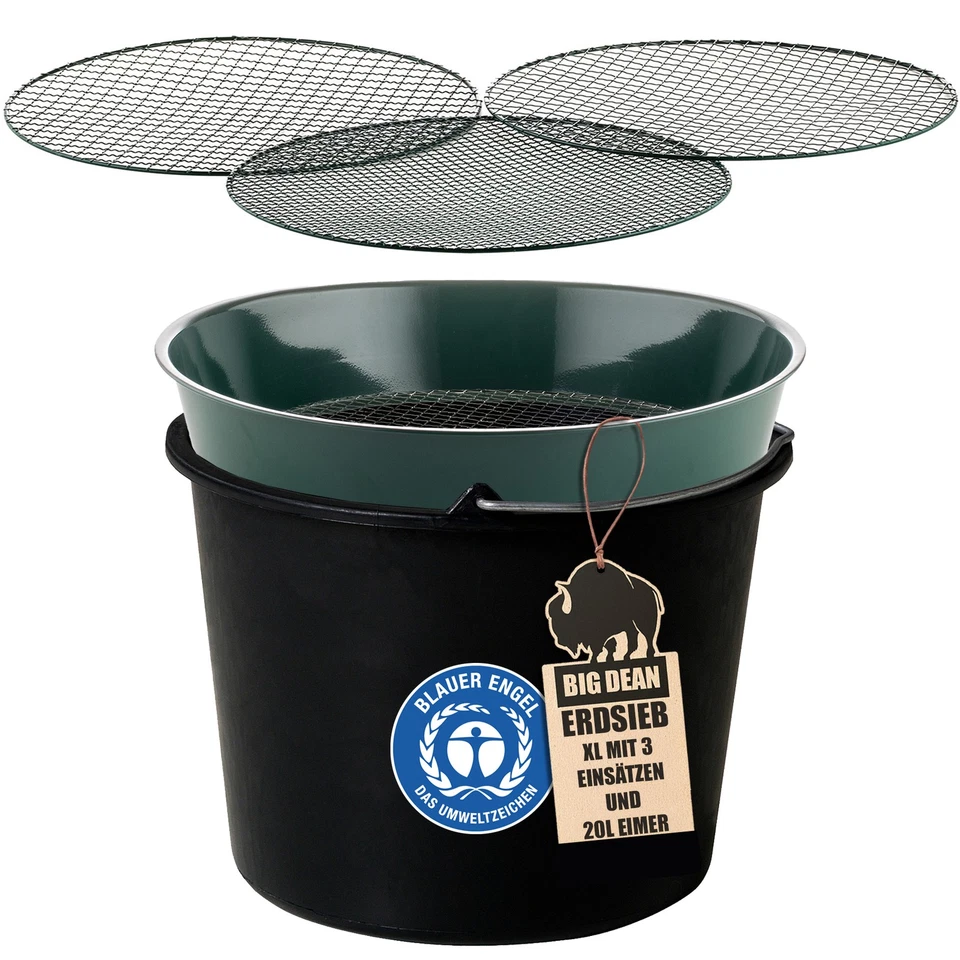 Gartensieb aus Metall mit 3 Maschenweiten  Erdsieb rund Sandsieb   37 cm  - Bild 1 von 4