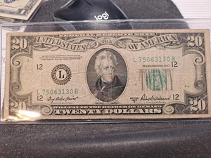 1950 B Twenty Dollar Federal Reserve Note $20 Bill Green seal - Picture 1 of 2