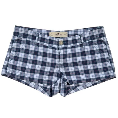 VINTAGE Y2K HOLLISTER LOW RISE BLUE PLAID MINI SHORTS - Image 1 of 4