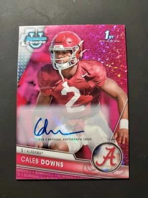 2023 Bowman U Chrome Caleb Downs Auto 1st Fuschia Mini Diamond # /150 - Image 1 of 2