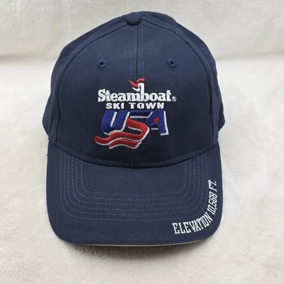 Steamboat Ski Town EE. UU. Gorra Gorra Hombre Correa Trasera Azul Marino Colorado Aire Libre Viaje Foto 1 de 4