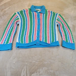 Zara Colourful Striped Chunky Knit Cardigan Bloggers Fav - Size M Oversized New - Picture 1 of 6