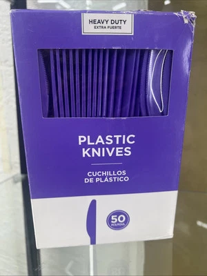 Purple Heavy Duty Plastic Knives 50 Per Pack Tableware Supplies Decorations - Image 1 of 4