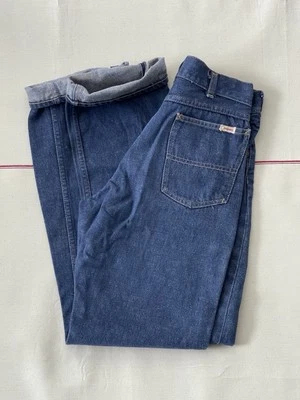 Jeans de mezclilla retorcidos vintage años 50 JC Penneys Foremost ribete índigo oscuro 28x30 Foto 1 de 4