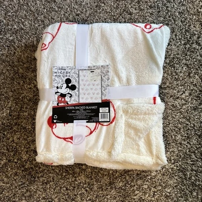 Disney Mickey Mouse Sherpa Backed Blanket Twin 60x90 Throw Plush Fleece - Image 1 of 4