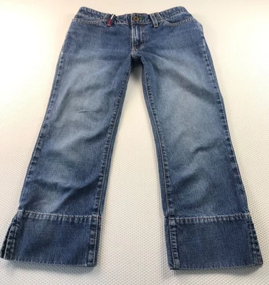 Pantalones de mezclilla Y2K Tommy Hilfiger TH recortados Hollywood Capri pierna ancha tiro bajo 3 Foto 1 de 4