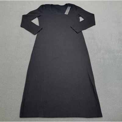 S.DEER Maxi Dress XXL Black Ribbed Long Sleeve Stretch Cotton Blend Classic NWT - Image 1 of 4