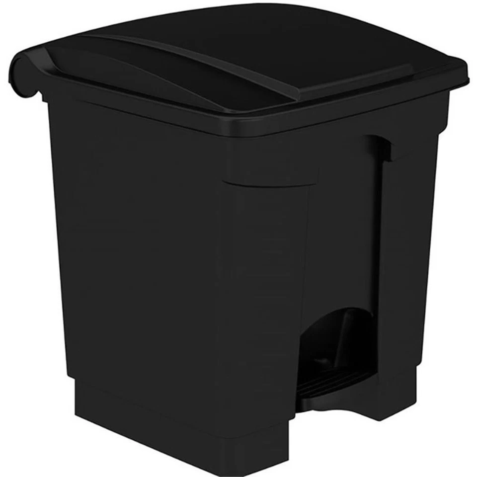 Safco Products Plastic Step-on Touchless 12 Gallon Trash Can in Black