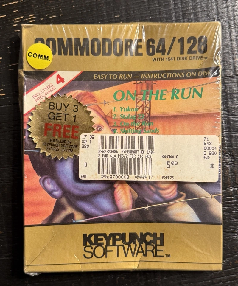 Sealed! (1984)On The Run 4 Text Adventure Games 5"Disk Commodore 64/128 Keypunch - Image 1 of 2