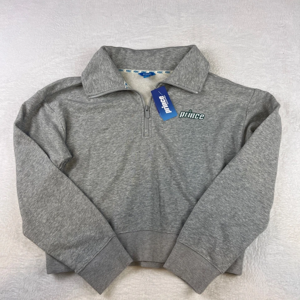 Women's Prince Pickleball French Terry 1/4 Zip Pullover Heather Gray Size LARGE