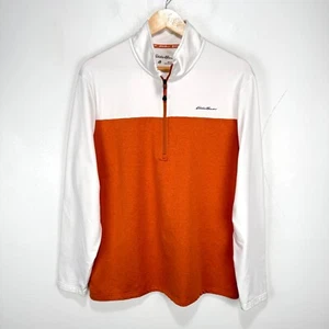 Eddie Bauer Motion Performance Quarter Zip Pullover Large Orange White FreeDry - Picture 1 of 9