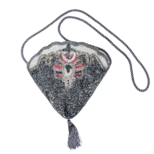 Elegant Hand Beaded Formal Dressy Vintage Small Evening Bag with Tassel - Picture 1 of 10