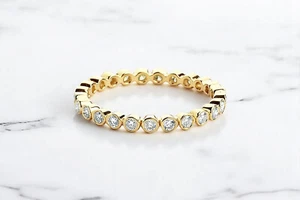 14K Massiv Gold Diamant Zargenfassung Ewigkeit Ehering Diamant Ehering - Bild 1 von 3
