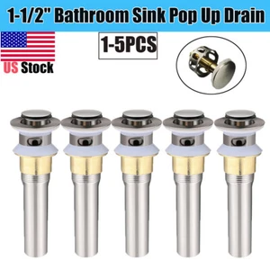1-1/2" Bathroom Sink Pop Up Drain with Overflow Vessel Basin Stopper with Tray - Picture 1 of 8