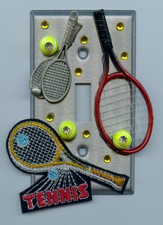 TENNIS RACKET & BALLS THEME METAL LIGHT SWITCH COVER WITH COLLECTIBLES