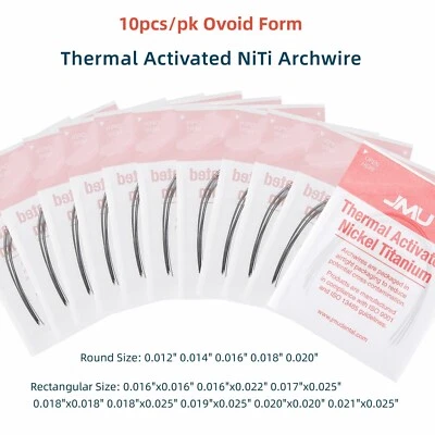 Alambre de arco de ortodoncia ovoide activado térmicamente NiTi arco redondo/rectángulo 10 un. Foto 1 de 2