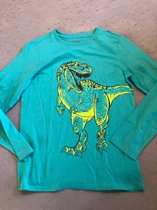 Cat & Jack Shirt Boy's 2xl (18) New Teal T-Rex Long Sleeve Graphic Tee - Picture 1 of 4
