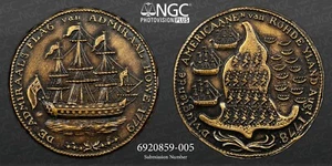 1936 Horace M. Grant Rhode Island 1779 Admiral Howe Ship Token Restrike NGC MS68 - Picture 1 of 5