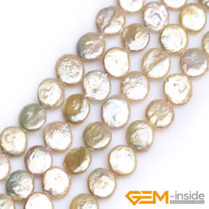 Natural Cultued Freshwater Pearl Gemstone Coin Loose Beads For Jewelry MakingDIY