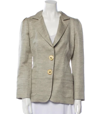 NWT Oscar de la Renta Linen Blend Blazer in Beige Size 6 - Image 1 of 3