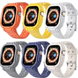 Strap+Case TPU 38~49mm Rugged Bracelet For Apple Watch Ultra2 10 9 8 7 6 5 SE 4 - Picture 1 of 14