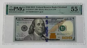 2013 $100 Federal Reserve PMG 55 Uncirculated Hundred Dollar Bill MD00342673 - Picture 1 of 2