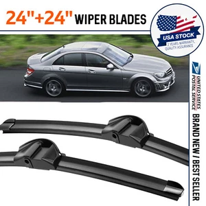 Pair Premium Beam Wiper Blade 24"+24" For 2010-2014 Mercedes-Benz E63 AMG E550 - Picture 1 of 12