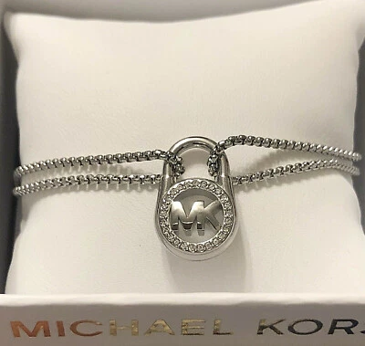 BRAZALETE DESLIZANTE NUEVO CON ETIQUETAS MICHAEL KORS TONO PLATA CRISTAL PAVÉ PRECIO DE VENTA SUGERIDO POR EL FABRICANTE 85,00 $ Foto 1 de 4
