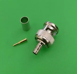 (5 SETS) BNC Male 3-PC Crimp Connectors RG58/AU Cable - USA Seller - Picture 1 of 3