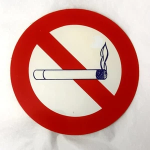 Vtg 90s French Sign NO SMOKING 195mm 7.7" diameter plastic adhesive back NOS - Picture 1 of 6